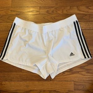 Adidas stripe white shorts